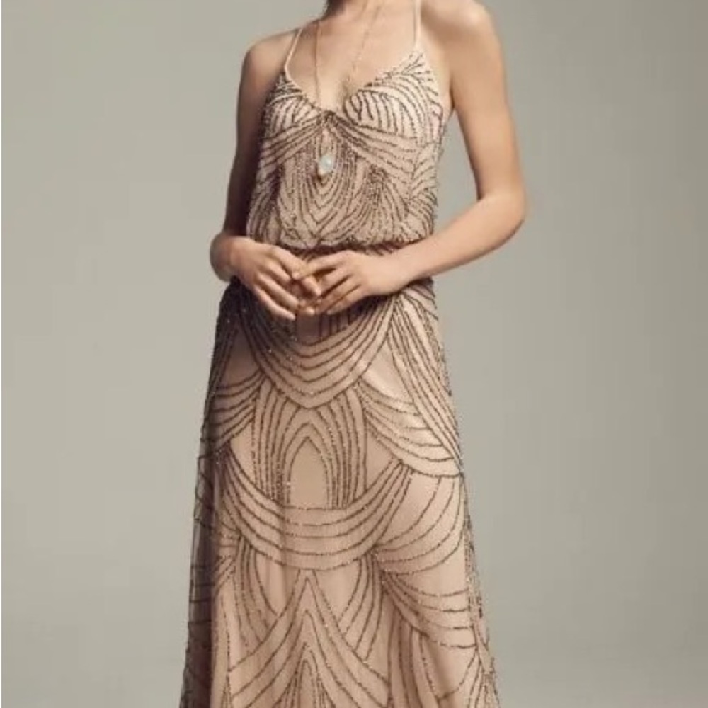 Adrianna Pappell Beaded Blouson Gown